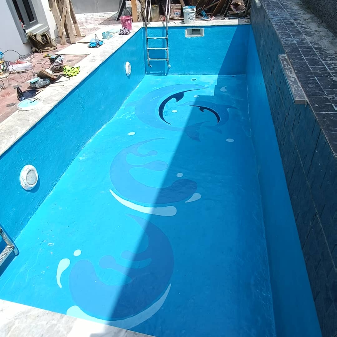 Fiberglass pool completed with custom features